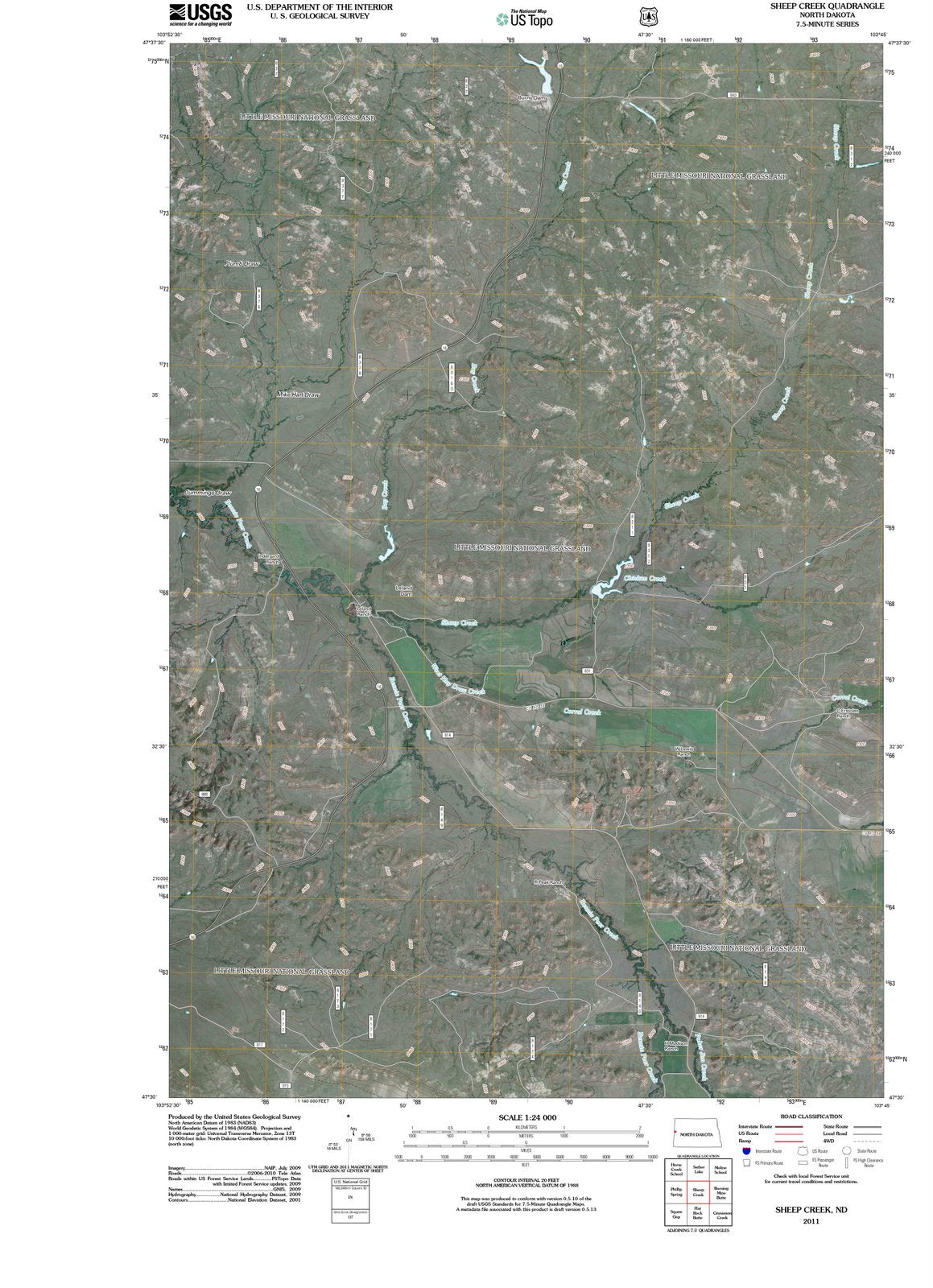 2011 Sheep Creek, ND - North Dakota - USGS Topographic Map