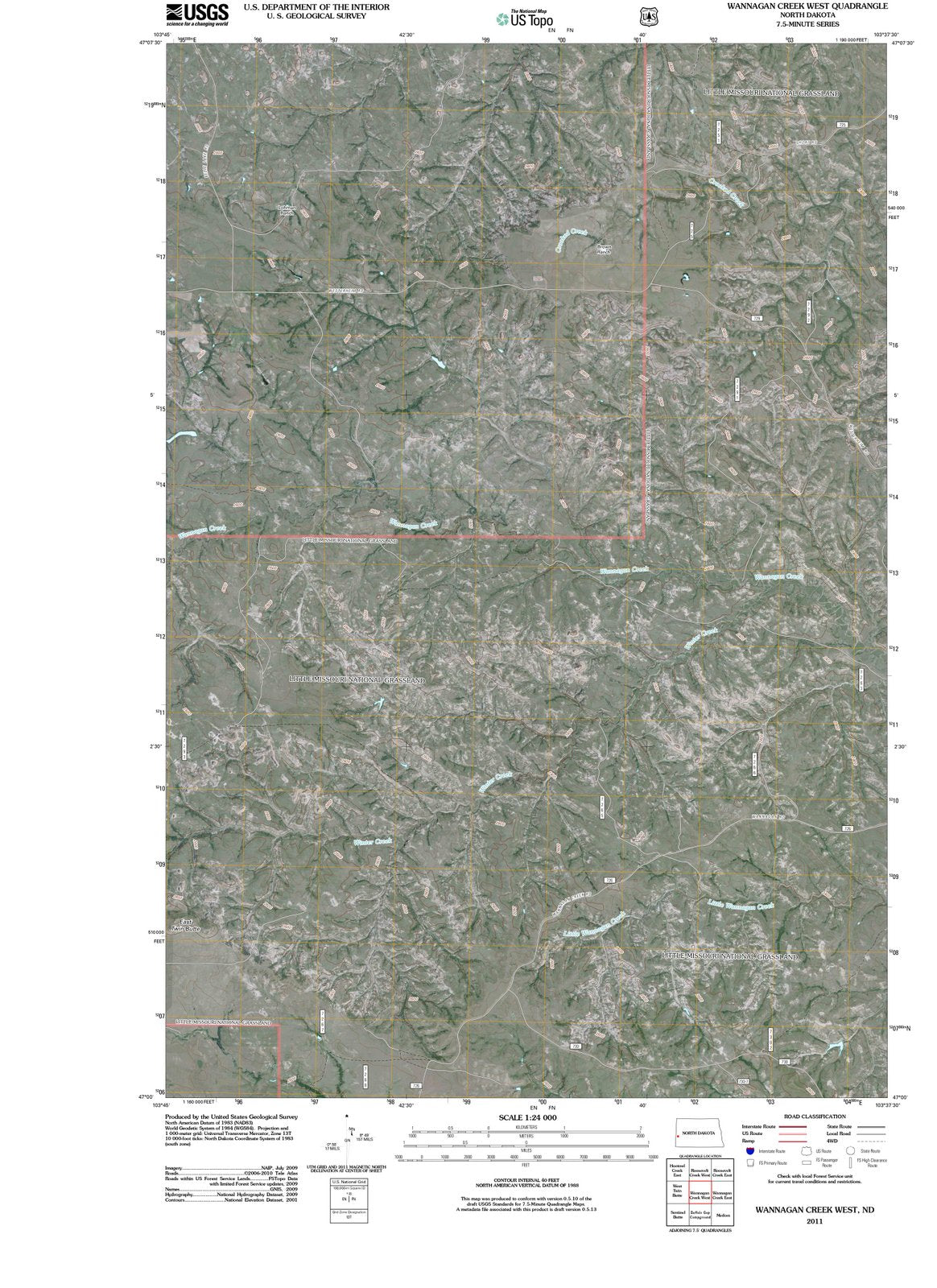 2011 Wannagan Creek West, ND - North Dakota - USGS Topographic Map