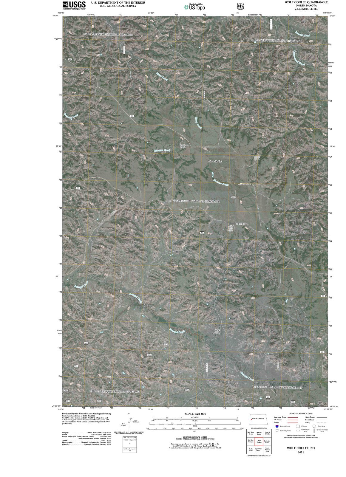 2011 Wolf Coulee, ND - North Dakota - USGS Topographic Map