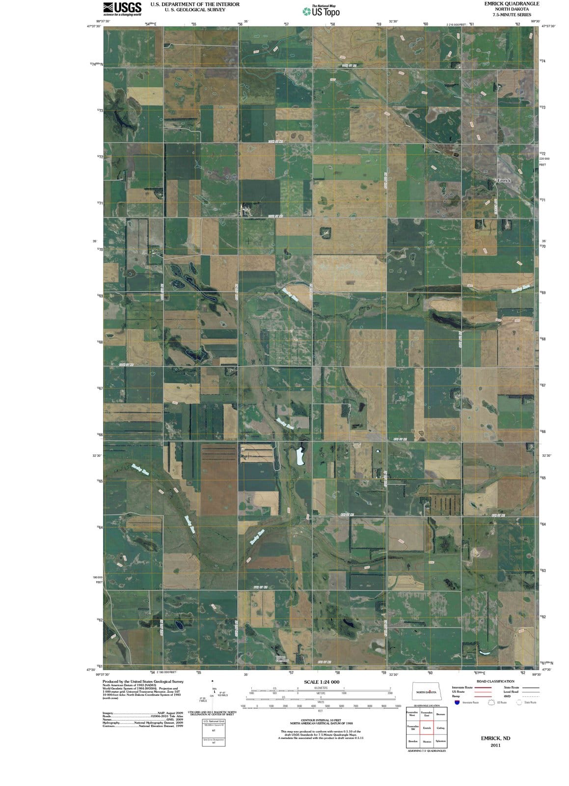 2011 Emrick, ND - North Dakota - USGS Topographic Map