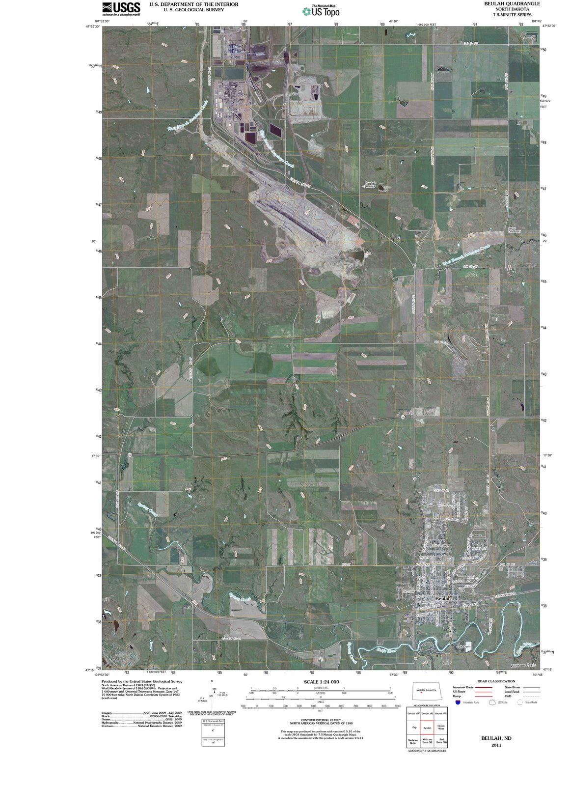 2011 Beulah, ND - North Dakota - USGS Topographic Map