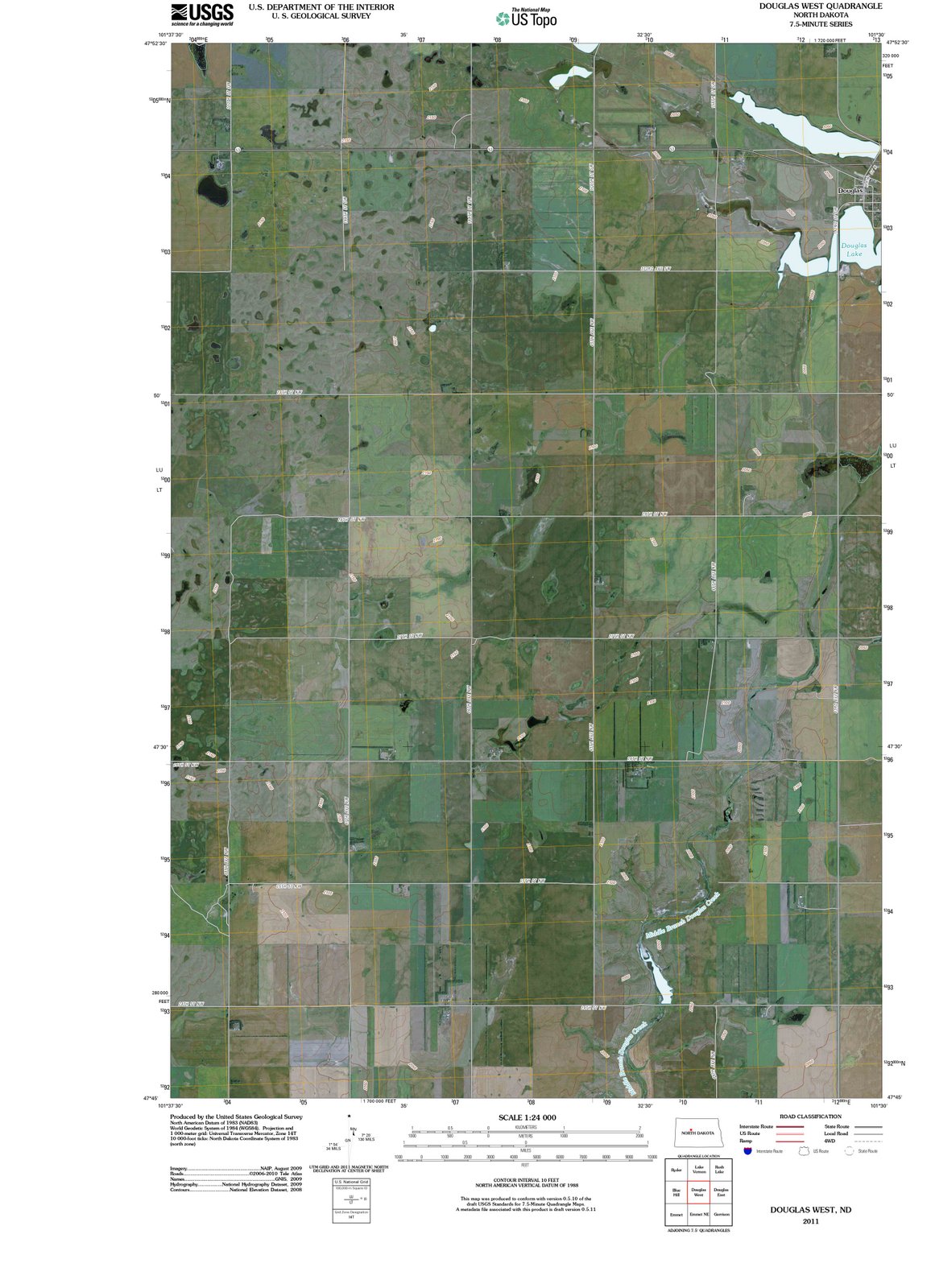 2011 Douglas West, ND - North Dakota - USGS Topographic Map