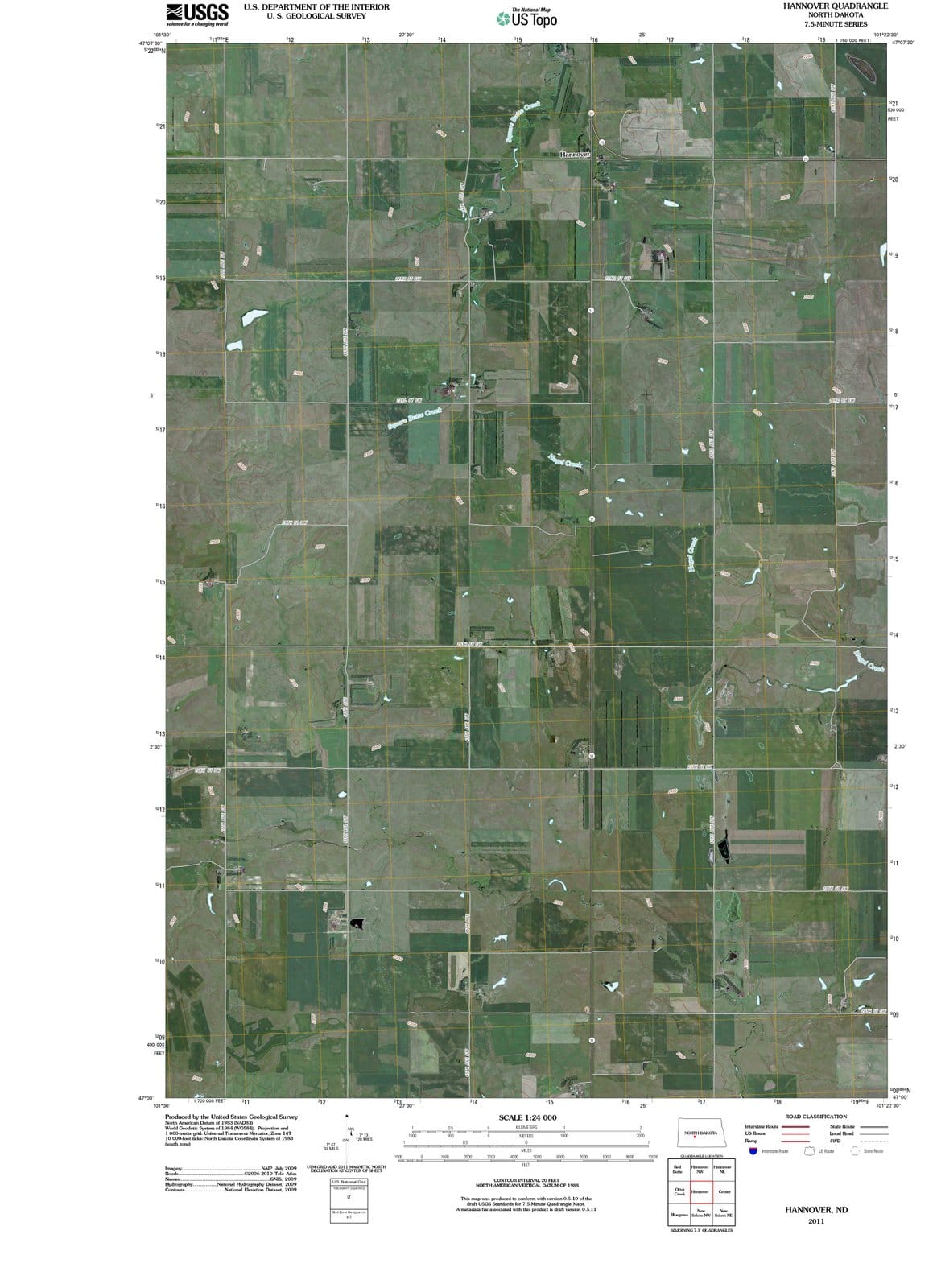 2011 Hannover, ND - North Dakota - USGS Topographic Map