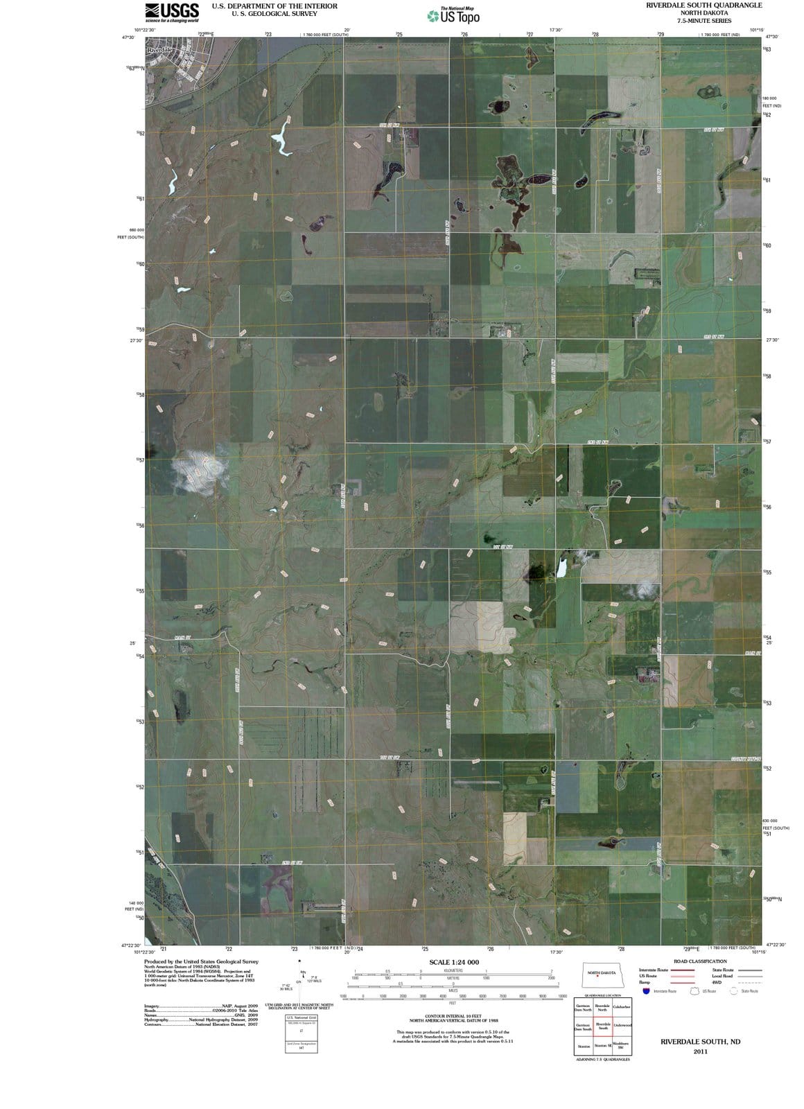 2011 Riverdale South, ND - North Dakota - USGS Topographic Map