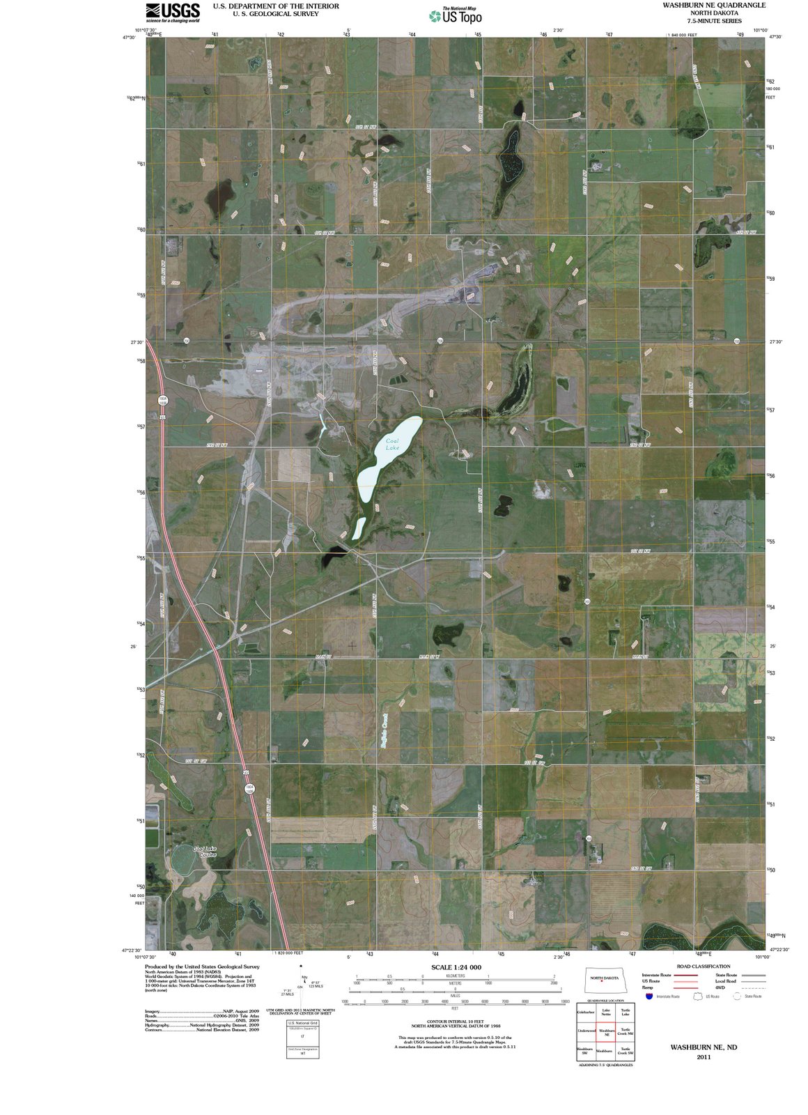 2011 Washburn, ND - North Dakota - USGS Topographic Map v2