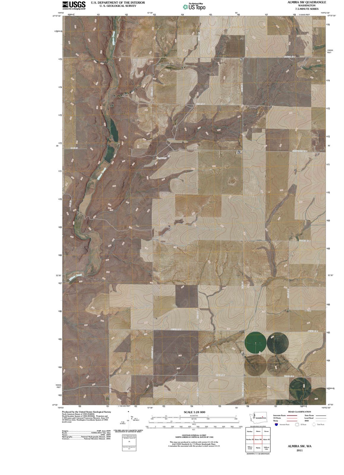 2011 Almira, WA - Washington - USGS Topographic Map v3