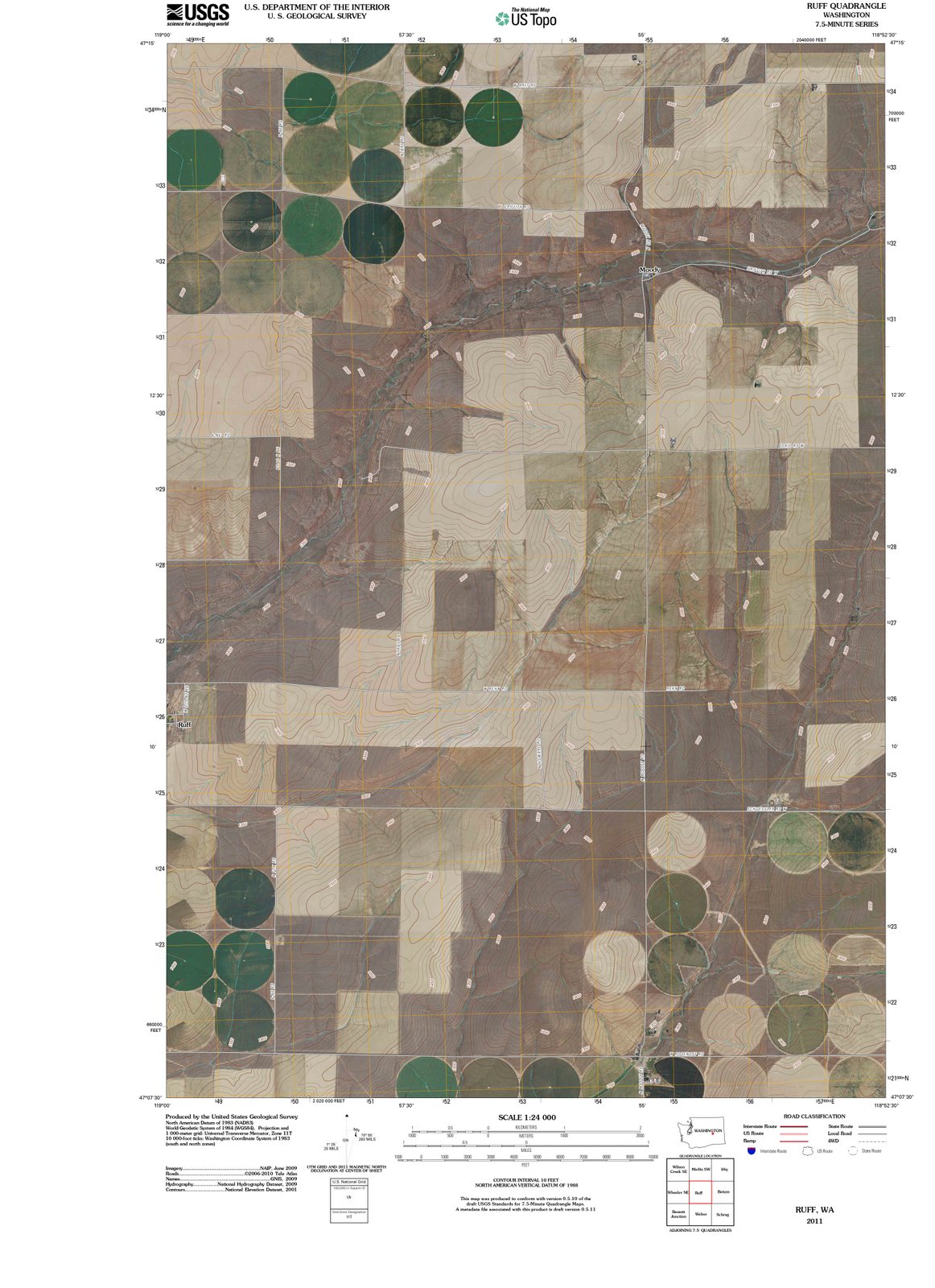 2011 Ruff, WA - Washington - USGS Topographic Map