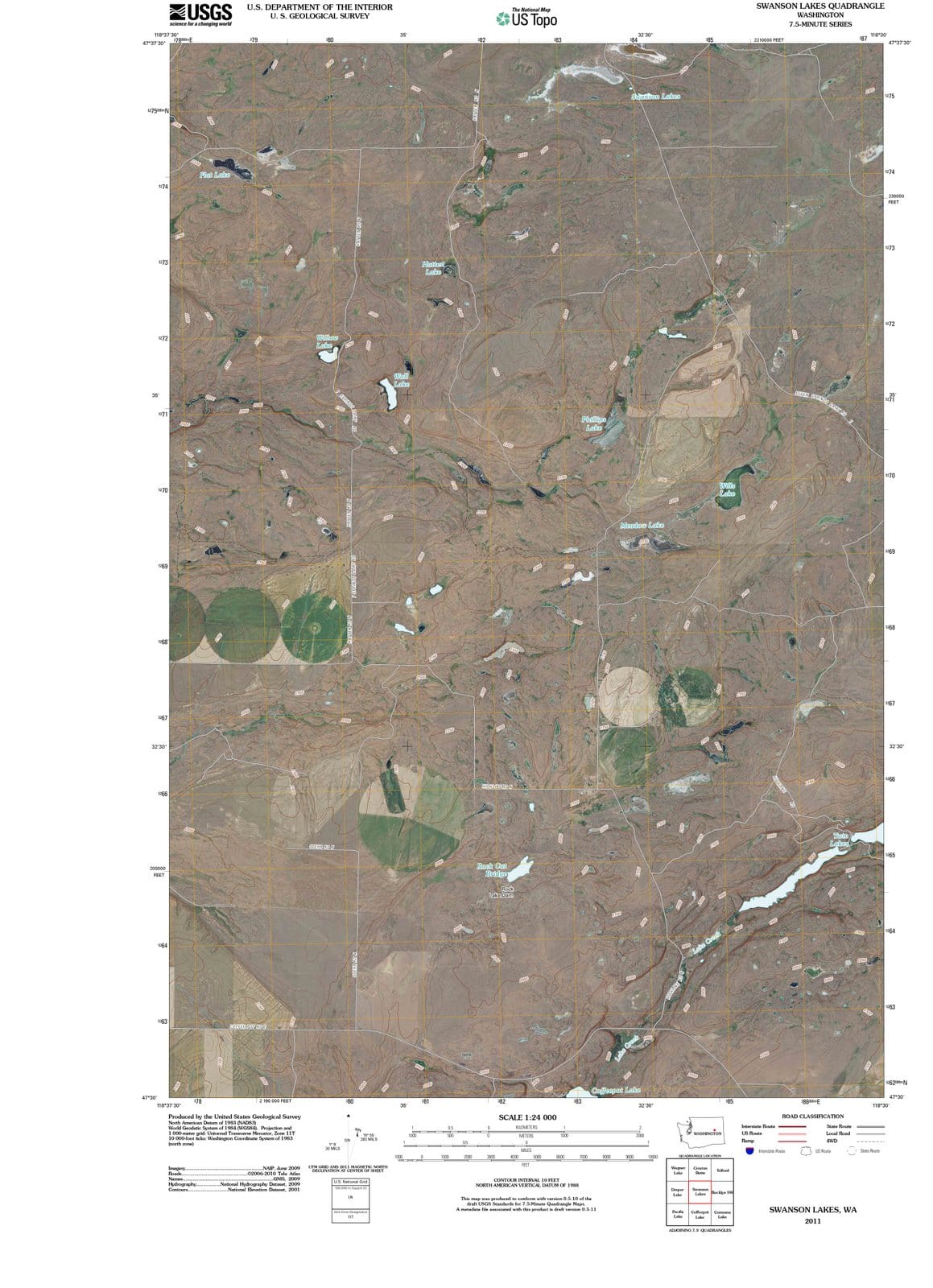 2011 Swanson Lakes, WA - Washington - USGS Topographic Map