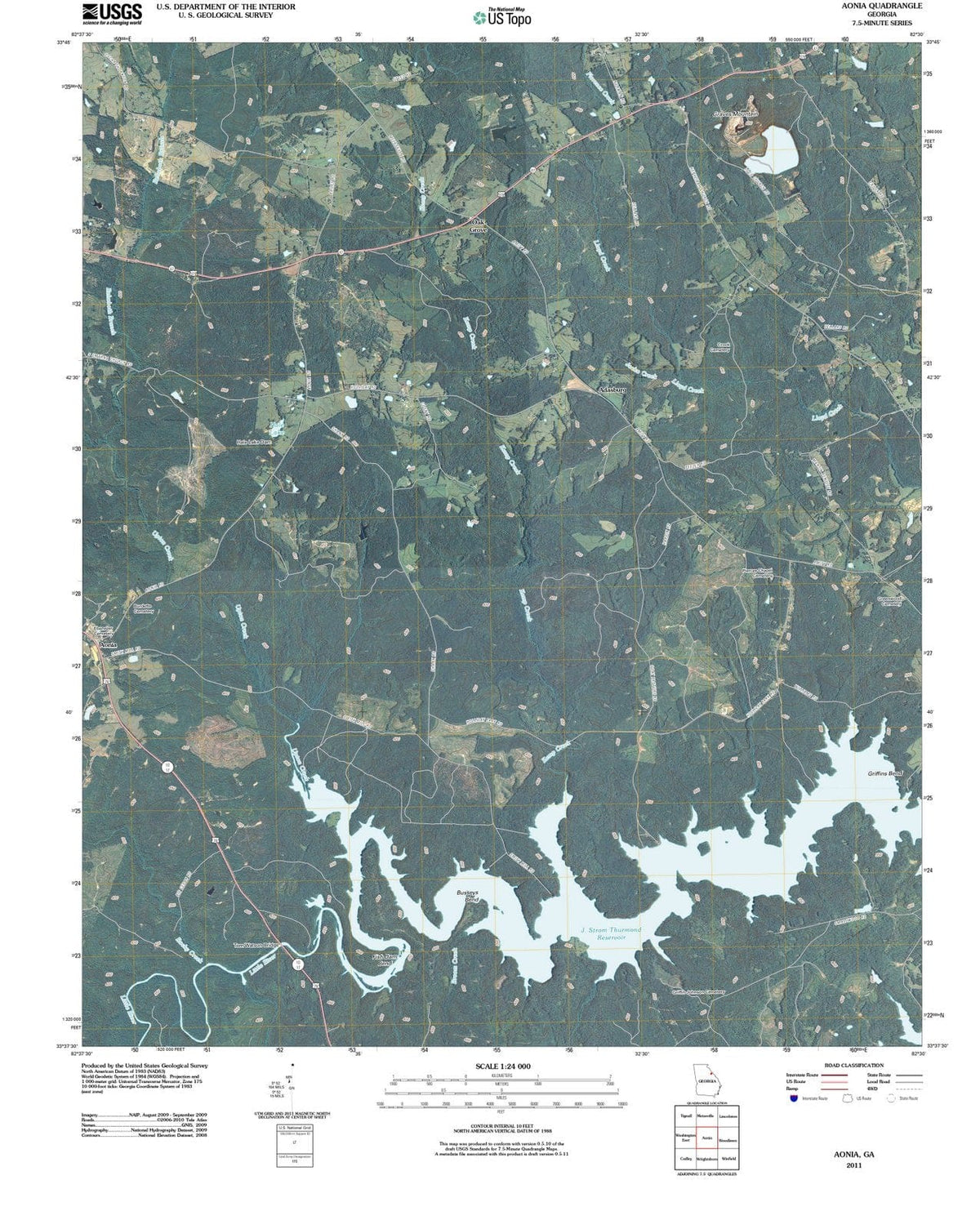 2011 Aonia, GA - Georgia - USGS Topographic Map