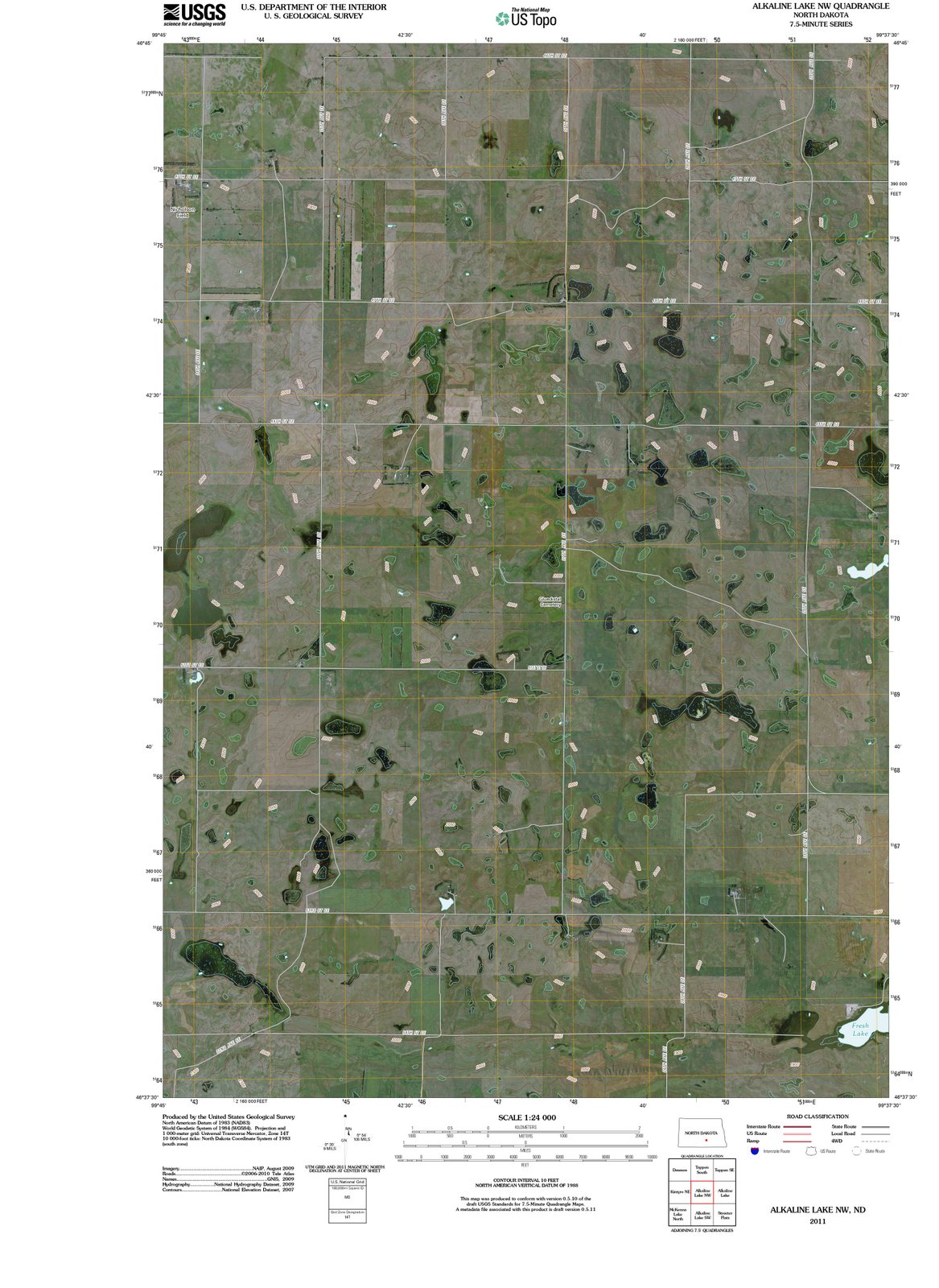2011 Alkaline Lake, ND - North Dakota - USGS Topographic Map v3