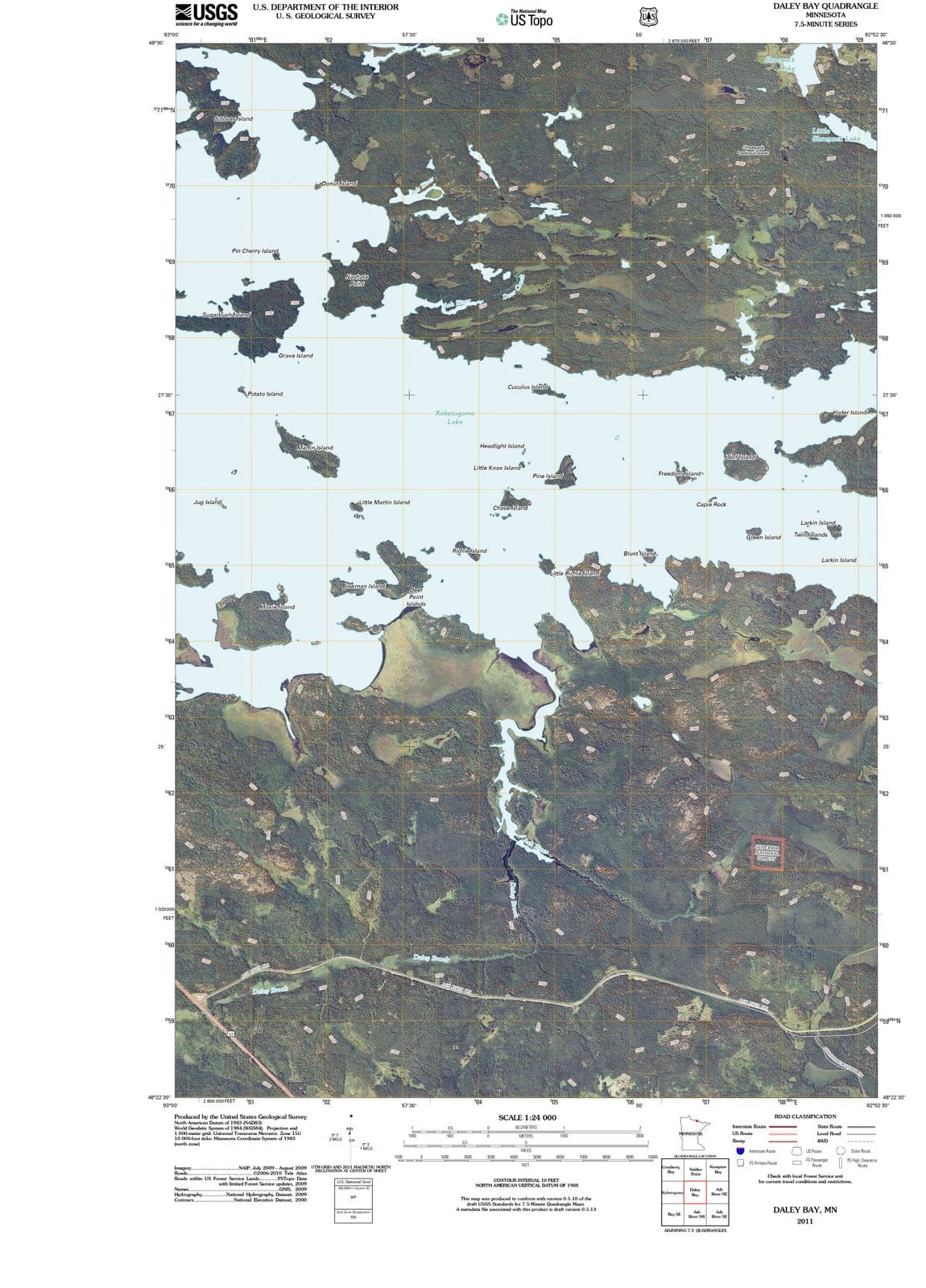2011 Daley Bay, MN - Minnesota - USGS Topographic Map