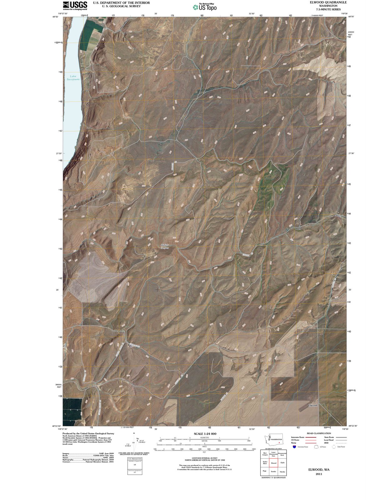 2011 Elwood, WA - Washington - USGS Topographic Map