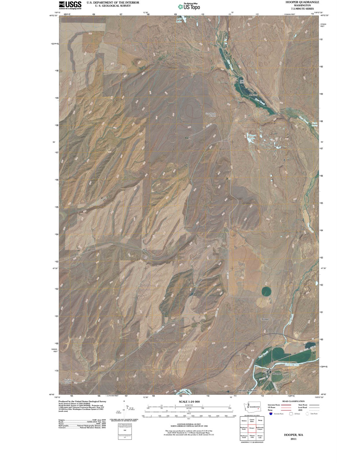 2011 Hooper, WA - Washington - USGS Topographic Map