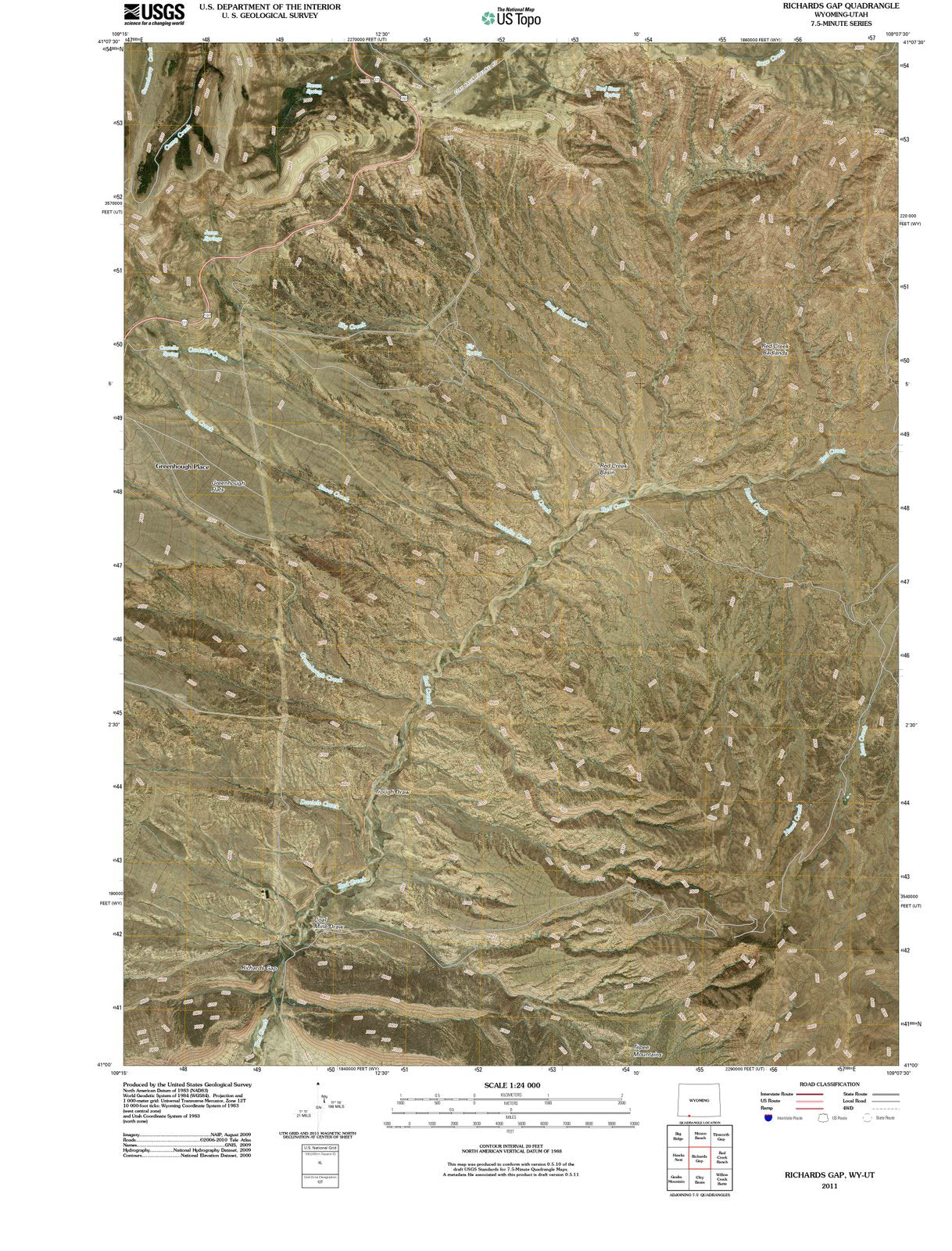 2011 Richards Gap, WY - Wyoming - USGS Topographic Map