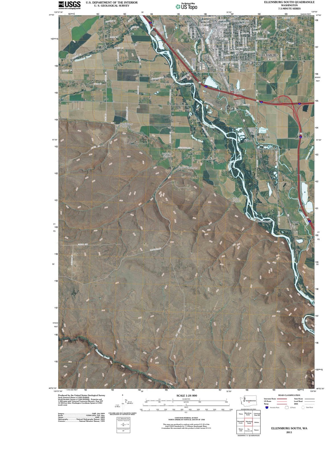 2011 Ellensburg South, WA - Washington - USGS Topographic Map