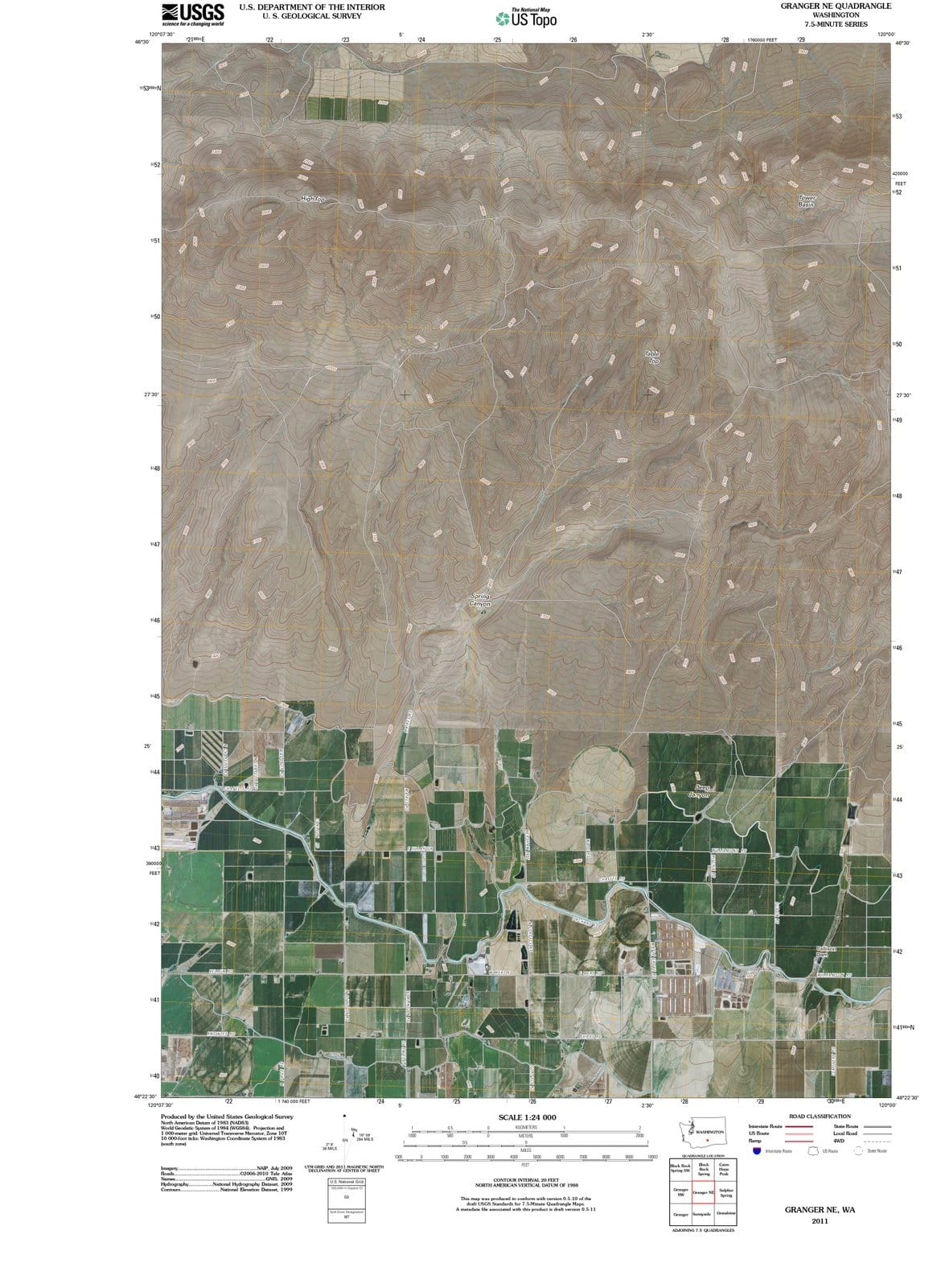 2011 Granger, WA - Washington - USGS Topographic Map v2
