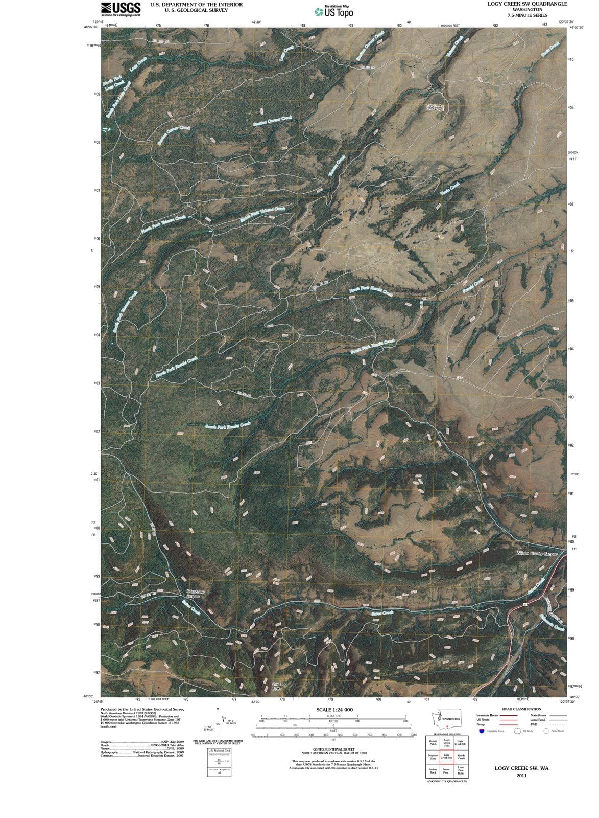 2011 Logy Creek, WA - Washington - USGS Topographic Map v2