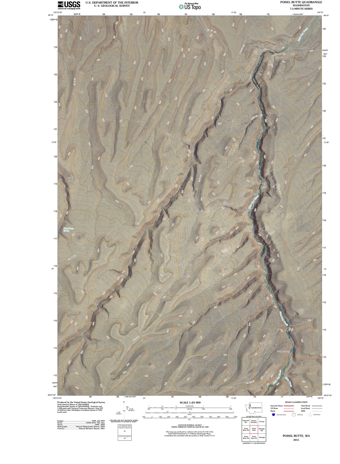 2011 Poisel Butte, WA - Washington - USGS Topographic Map