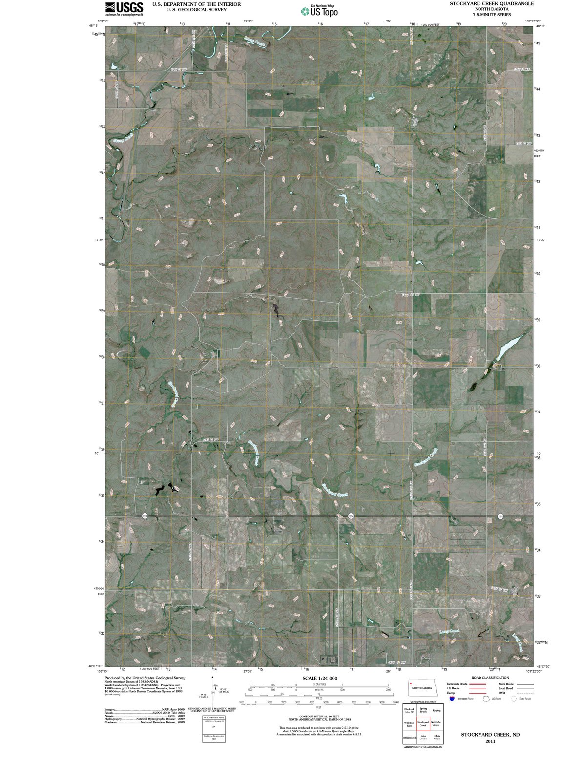 2011 Stockyard Creek, ND - North Dakota - USGS Topographic Map