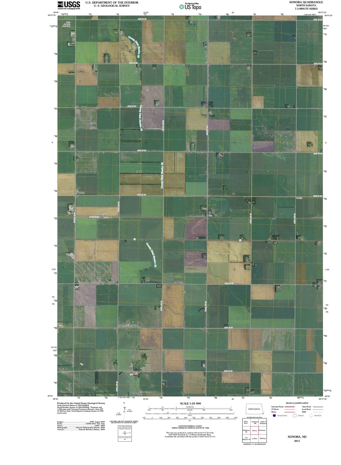 2011 Sonora, ND - North Dakota - USGS Topographic Map