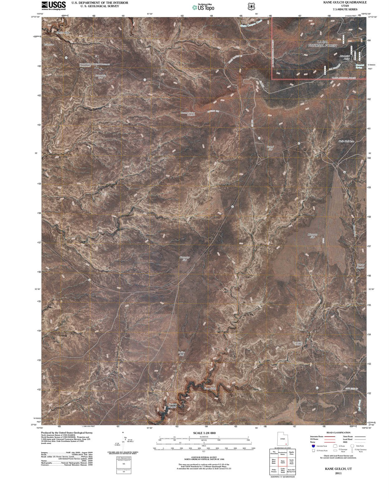 2011 Kane Gulch, UT - Utah - USGS Topographic Map