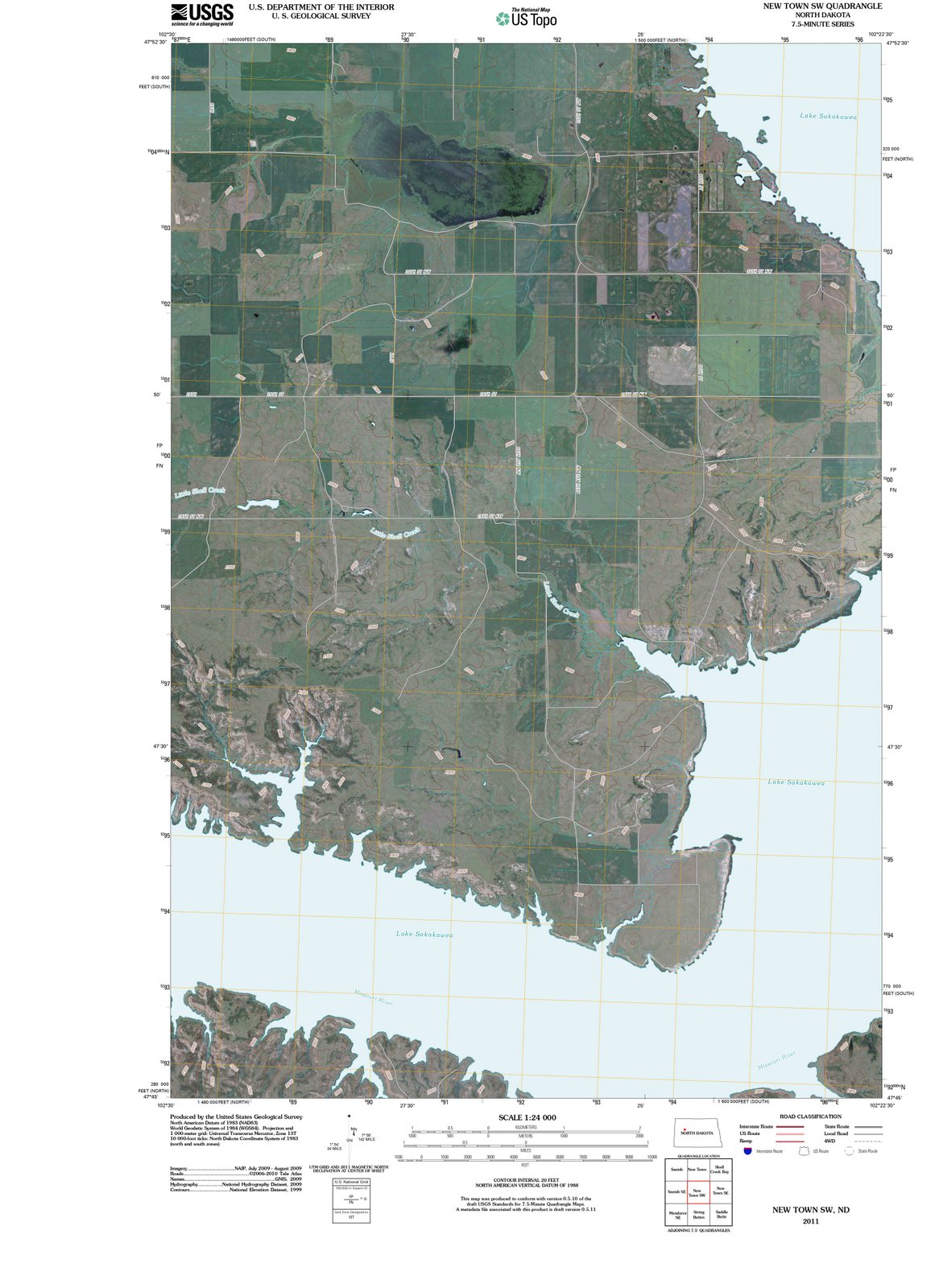 2011 New Town, ND - North Dakota - USGS Topographic Map v3