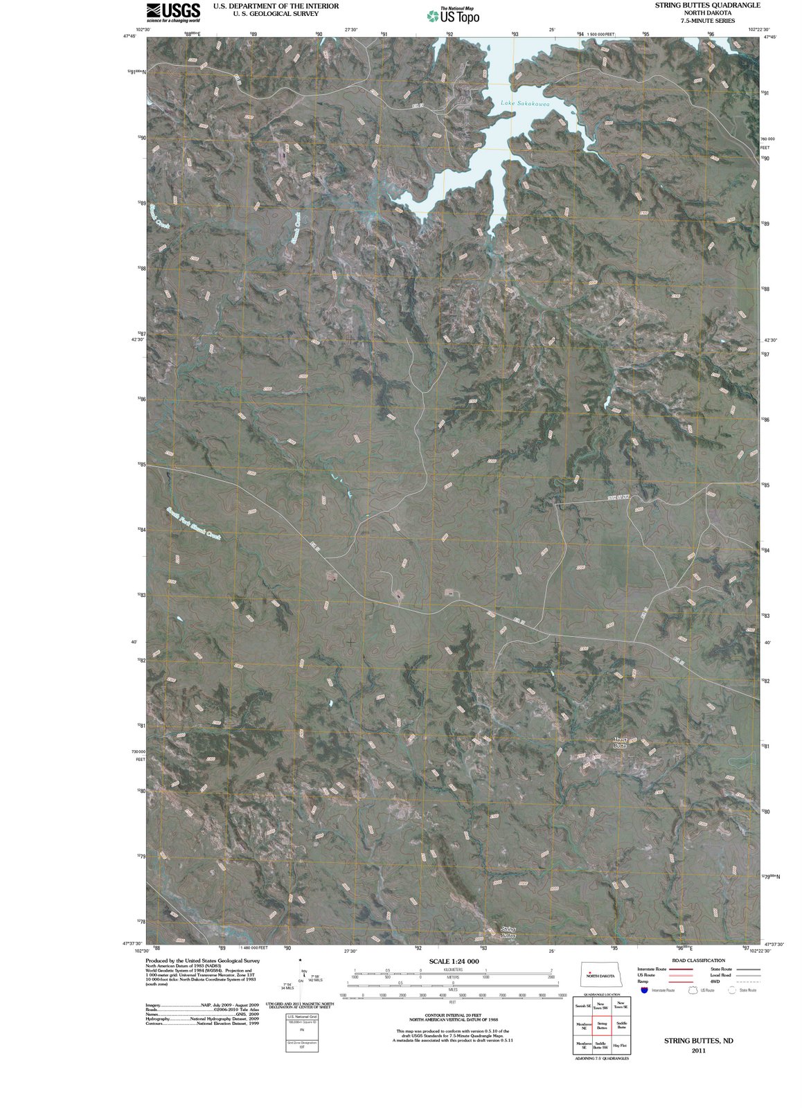 2011 String Buttes, ND - North Dakota - USGS Topographic Map