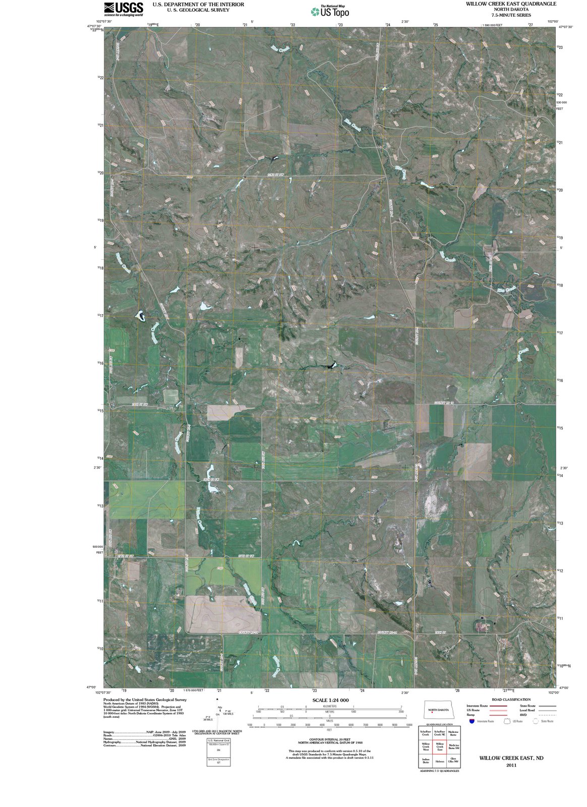 2011 Willow Creek East, ND - North Dakota - USGS Topographic Map