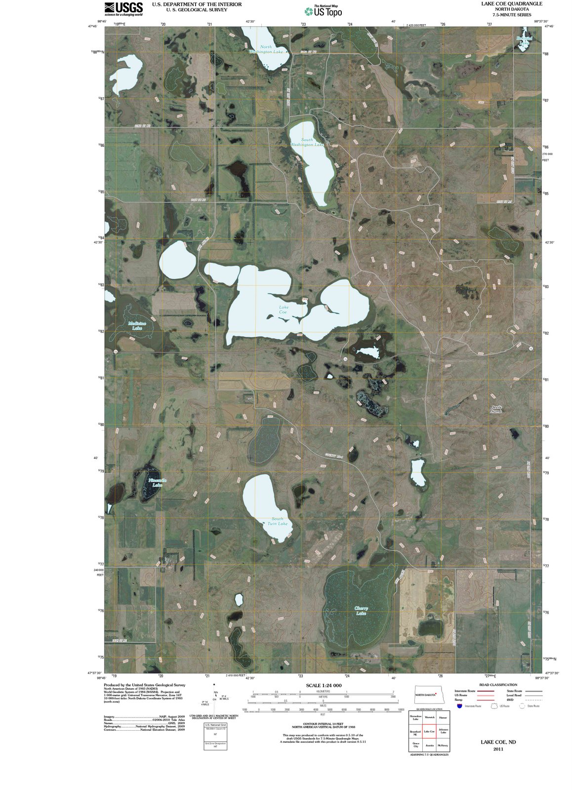 2011 Lake Coe, ND - North Dakota - USGS Topographic Map