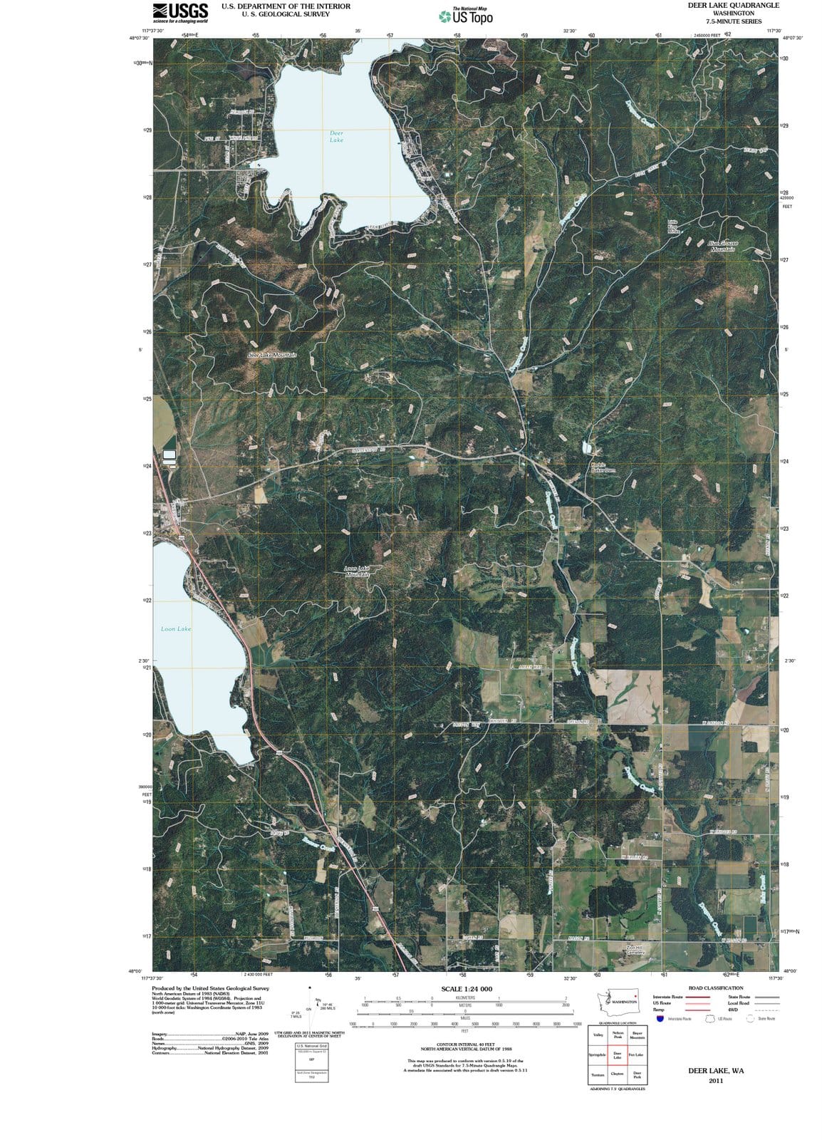 2011 Deer Lake, WA - Washington - USGS Topographic Map