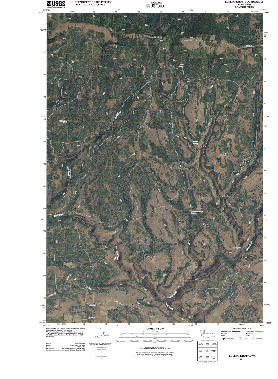 2011 Lone Pine Butte, WA - Washington - USGS Topographic Map