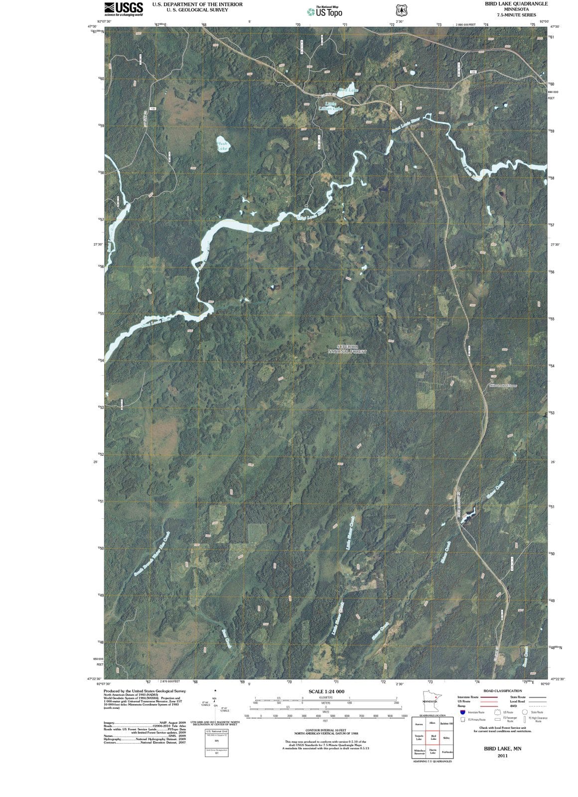 2011 Bird Lake, MN - Minnesota - USGS Topographic Map