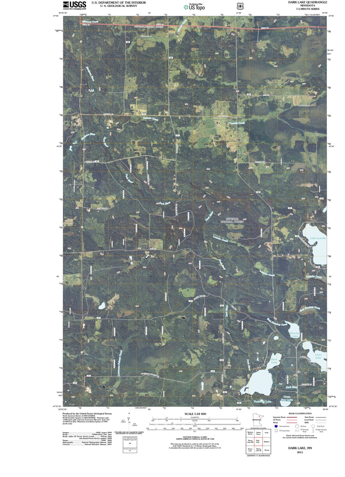 2011 Dark Lake, MN - Minnesota - USGS Topographic Map