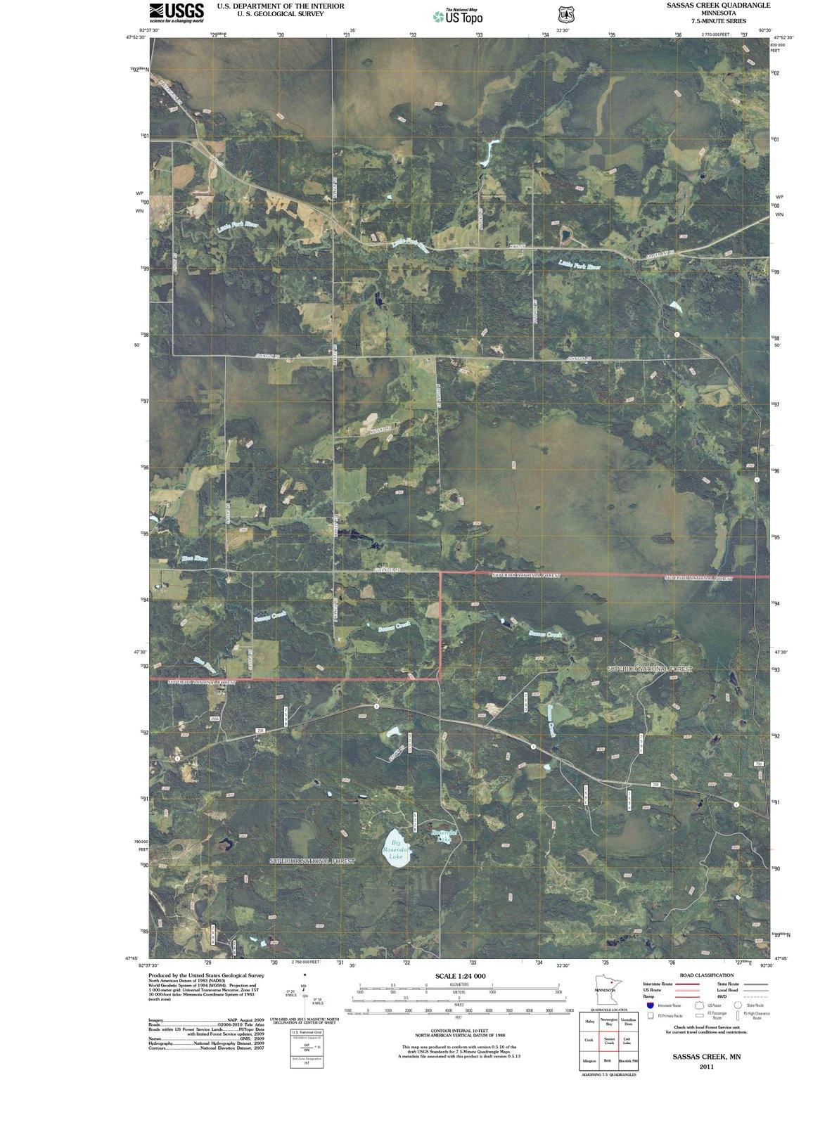2011 Sassas Creek, MN - Minnesota - USGS Topographic Map