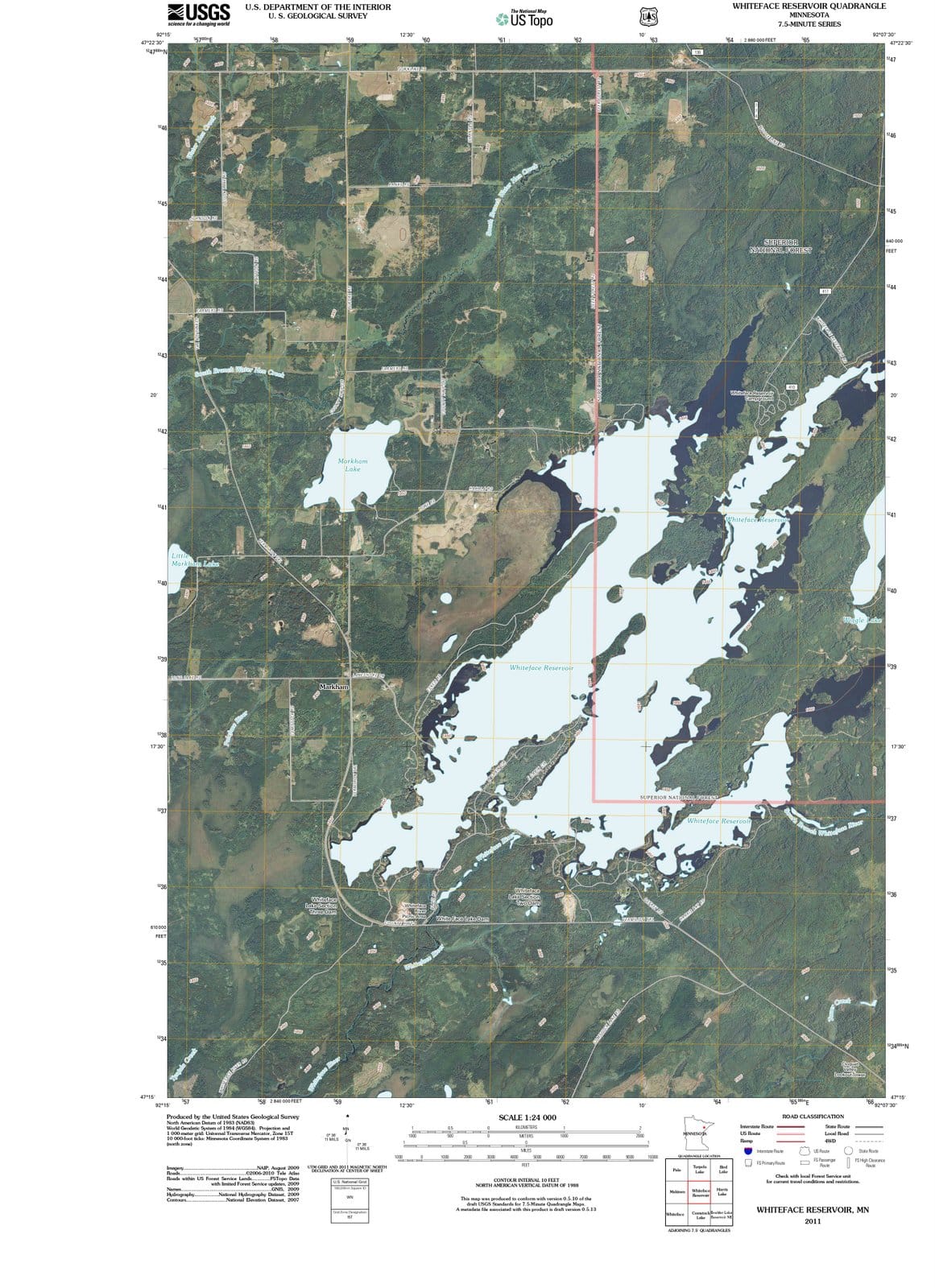 2011 Whiteface Reservoir, MN - Minnesota - USGS Topographic Map
