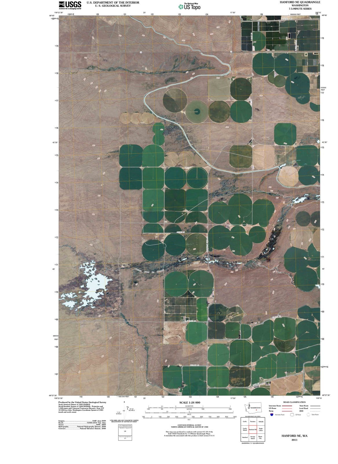 2011 Hanford, WA - Washington - USGS Topographic Map v2