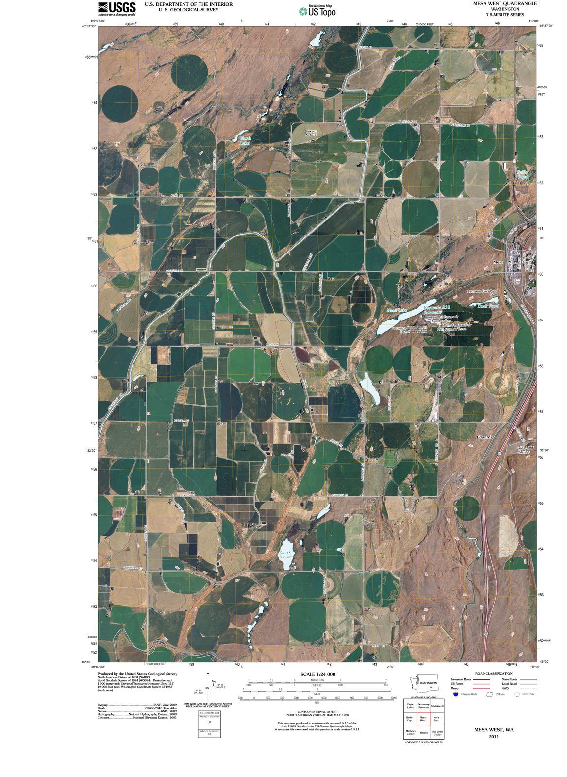 2011 Mesa West, WA - Washington - USGS Topographic Map