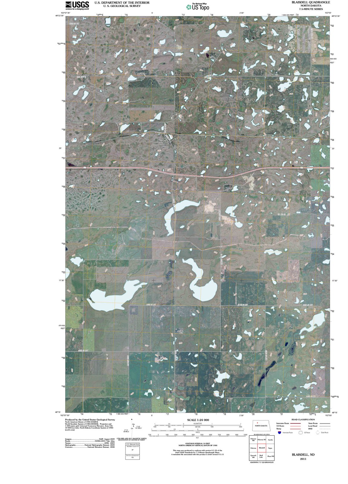 2011 Blaisdell, ND - North Dakota - USGS Topographic Map