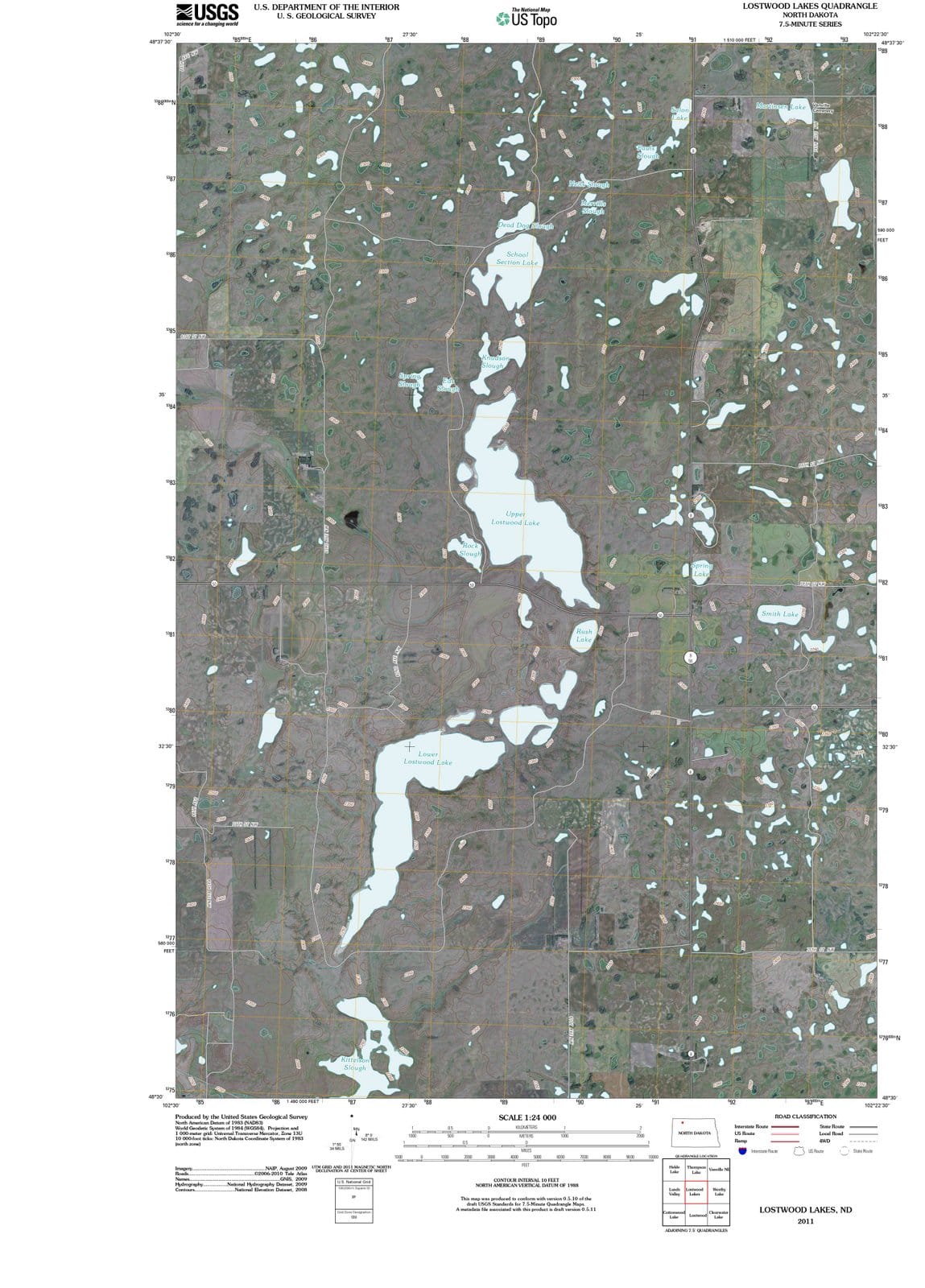2011 Lostwood Lakes, ND - North Dakota - USGS Topographic Map