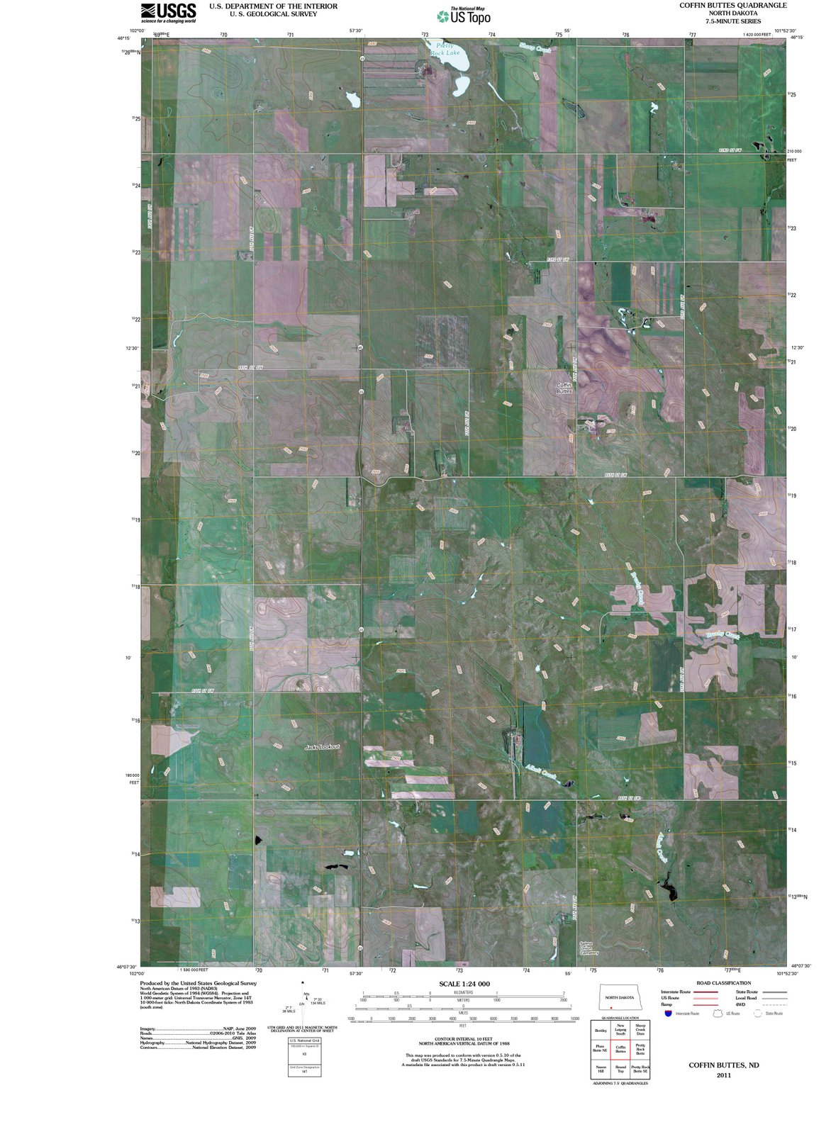 2011 Coffin Buttes, ND - North Dakota - USGS Topographic Map