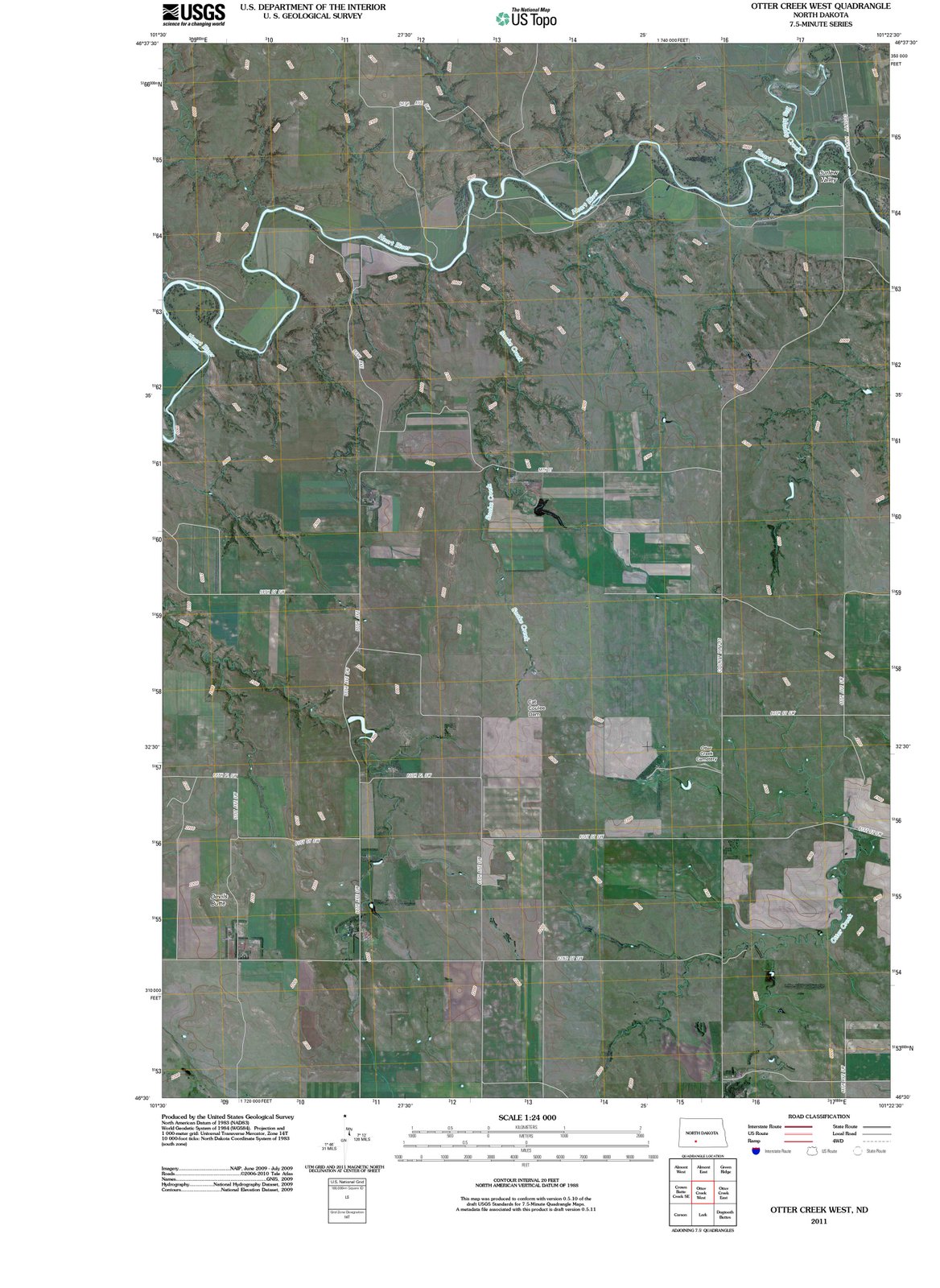 2011 Otter Creek West, ND - North Dakota - USGS Topographic Map