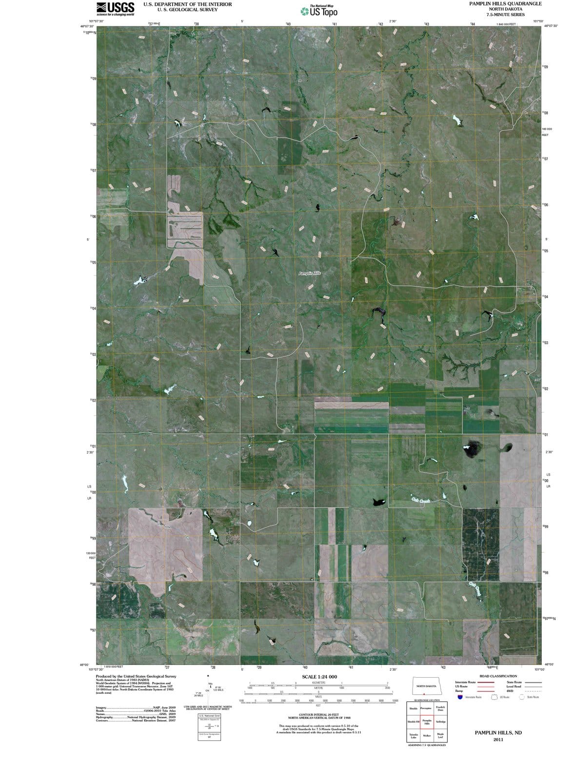 2011 Pamplin Hills, ND - North Dakota - USGS Topographic Map