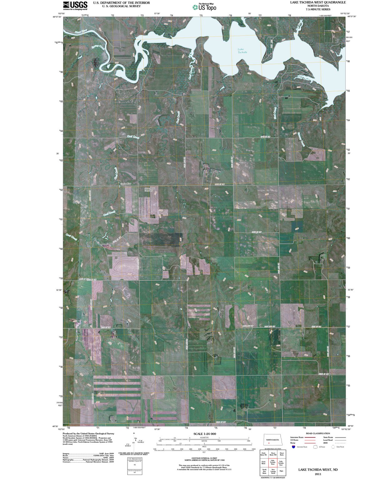 2011 Lake Tschida West, ND - North Dakota - USGS Topographic Map
