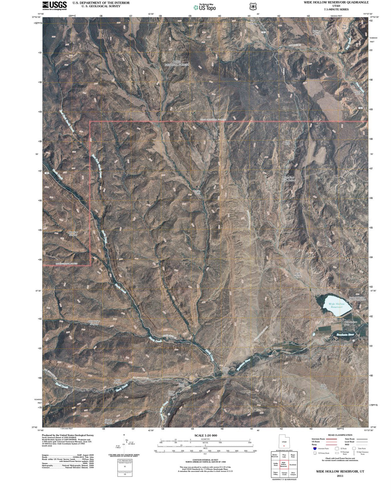 2011 Wide Hollow Reservoir, UT - Utah - USGS Topographic Map