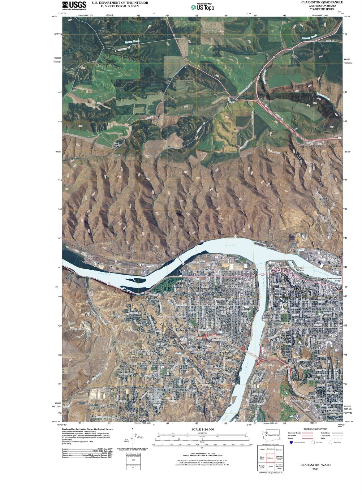 2011 Clarkston, WA - Washington - USGS Topographic Map