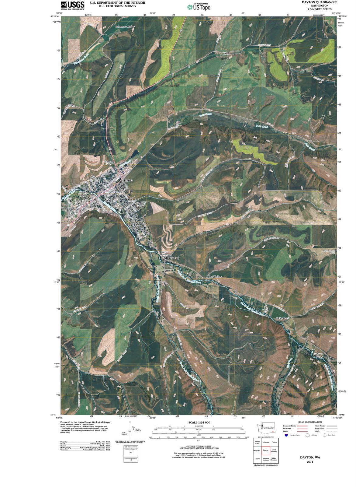 2011 Dayton, WA - Washington - USGS Topographic Map