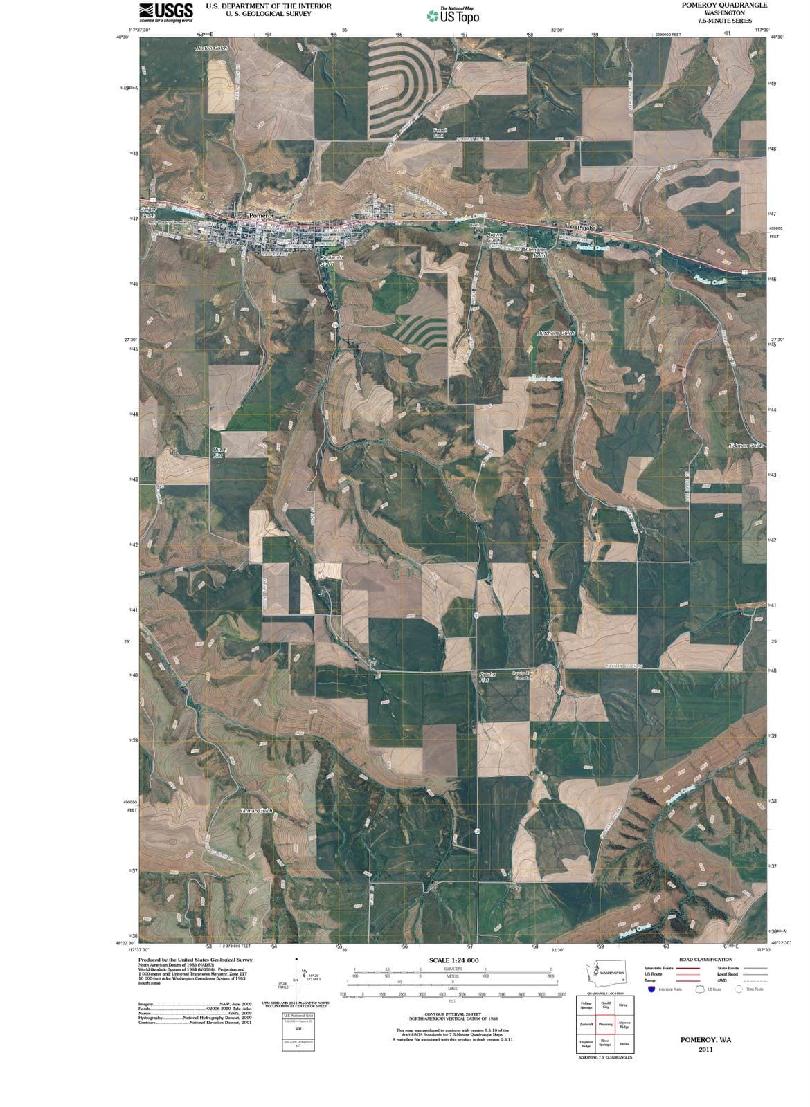 2011 Pomeroy, WA - Washington - USGS Topographic Map