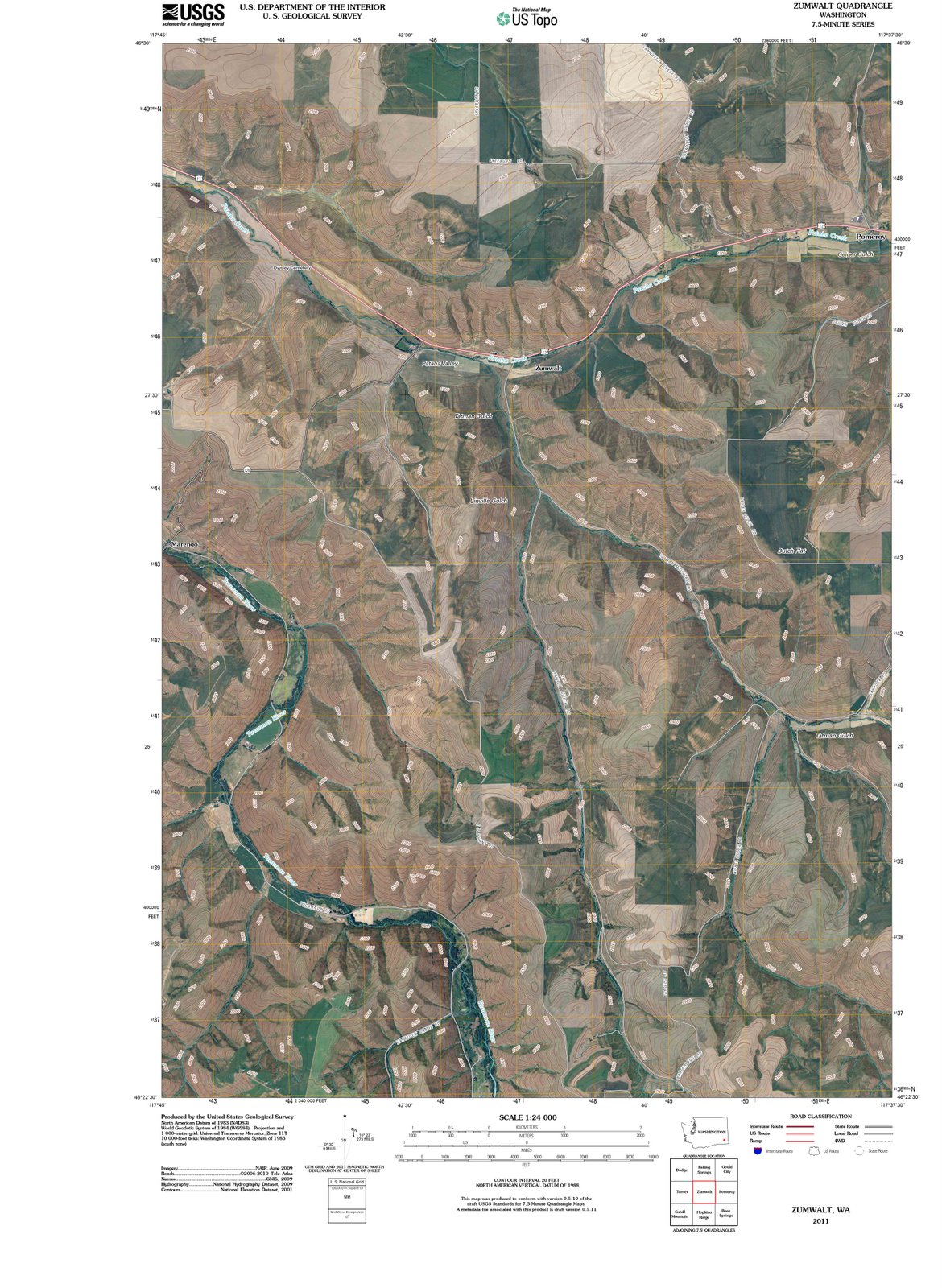 2011 Zumwalt, WA - Washington - USGS Topographic Map