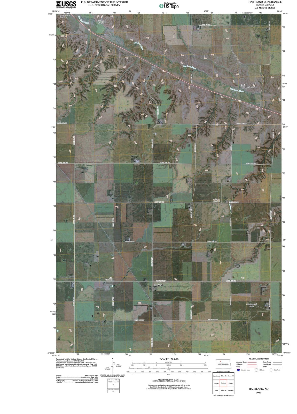 2011 Hartland, ND - North Dakota - USGS Topographic Map