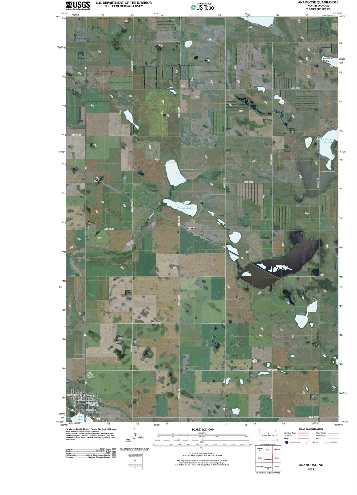 2011 Anamoose, ND - North Dakota - USGS Topographic Map